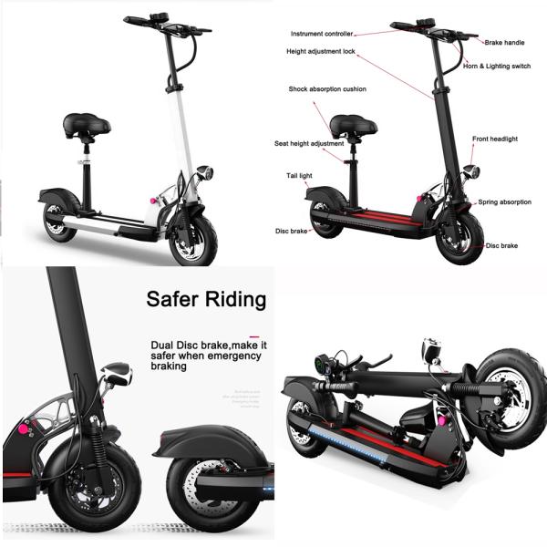 36V 18650 Lithium Folding Electric Scooter，Electric Scooter With Seat Cushion 30km/h