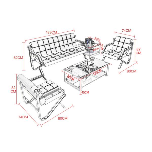 Коммерческая ожидательная мебель с современным простым кожаным диваном и кофейным столом
