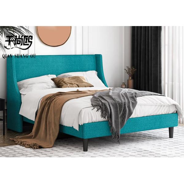 Classic Simple Upholstered Bed Frame 180*200cm With Personalized Head / Wing Design