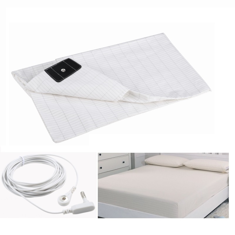 Conductive Earthing Bed Sheet Organic Cotton Ground Esd Conductive Grounding Bed Sheets With EMF Grounding 15FT Cord Protect
