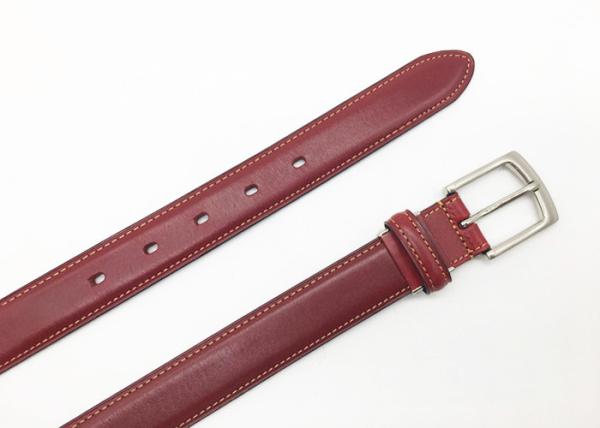 Red Womens Genuine Leather Belt For Jeans With Metal Pin Buckle