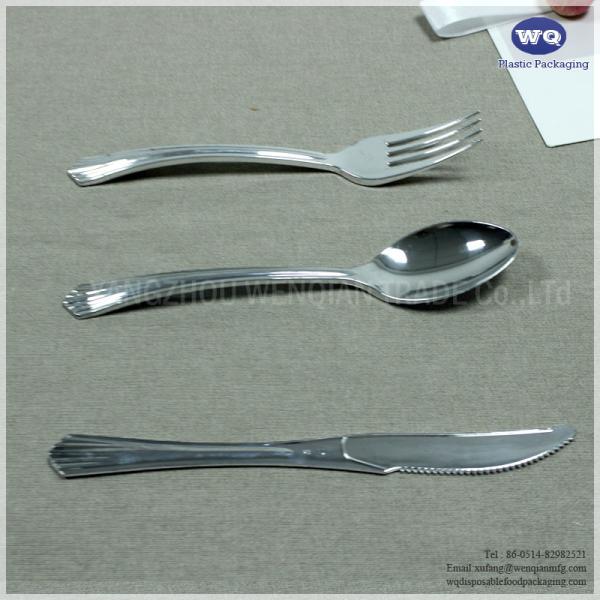 7 Inch Silver Plastic Silverware-Premium Heavyweight Disposable Utensils-Heavy Duty Flatware For Parties, Weddings