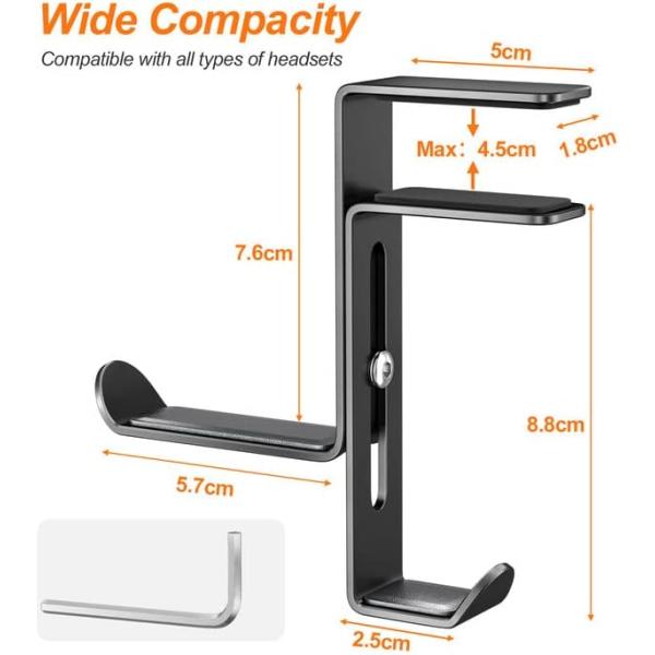 Headset Holder with Cable Organizer Adjustable Metal Headphone Stand Customized Logo