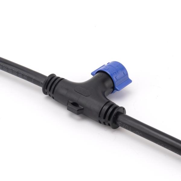 Male Female Waterproof Electrical T Connectors , 20A PA66 T Type 2 Pin Connector