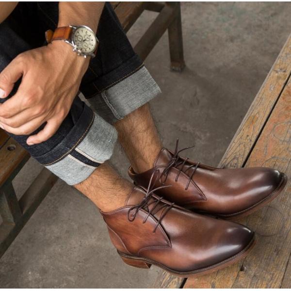 Chukka Suede De Cuero Para Hombres De Cuero Casual Calzado Marrón Para Hombres Pantalones De Pantalón