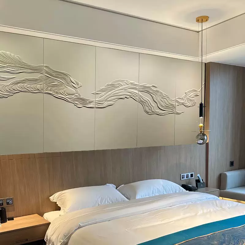 3D Leather Carved Accent Wall Panel Modern Design Interior Decoration