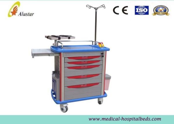 Emergency Medical Trolley Crash Cart With Drawer And IV Pole