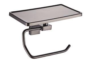 Toilet Tissue Roll Holder with Phone Shelf Adhesive or Screw Wall Mounted Mordern Style