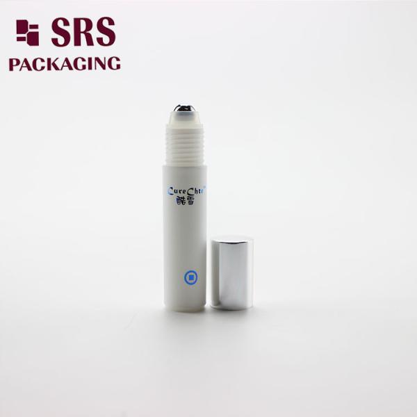 SRS empty cosmetic 5ml white plastic eye cream roller ball bottle