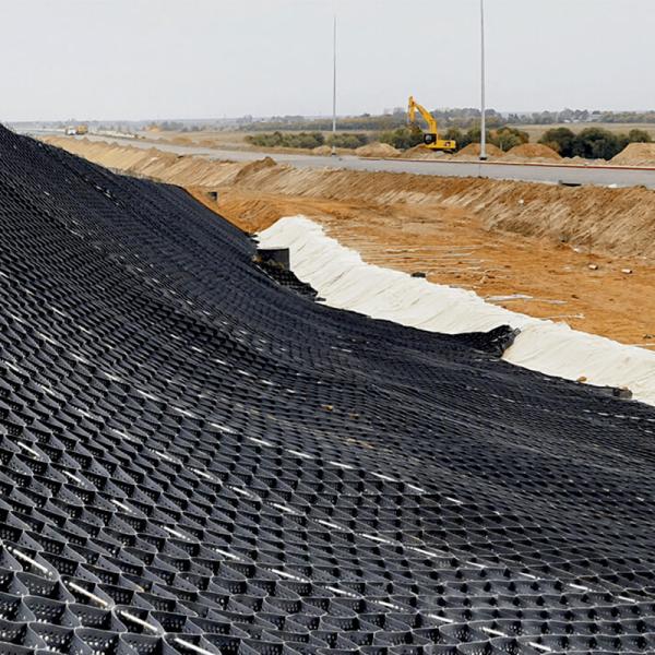 Geocelda HDPE de plástico para carretera estándar ASTM, grava, panal de abeja, para refuerzo de muro de contención, protección de taludes, calzada, control de erosión