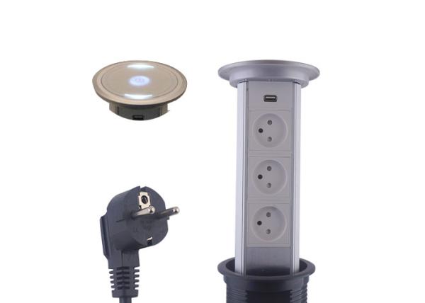 Cylindrical Motorized Pop Up Socket , Office Table Pop Up Box 3 x Israel Outlets