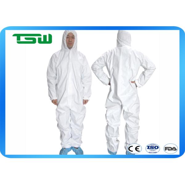 Non Woven Breathable 50gsm Disposable Hooded Coveralls