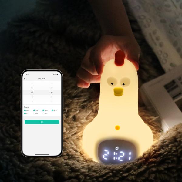 Kid Smart Wake Trainer Bedside Nite Light White Noise Alarm Clock Radio