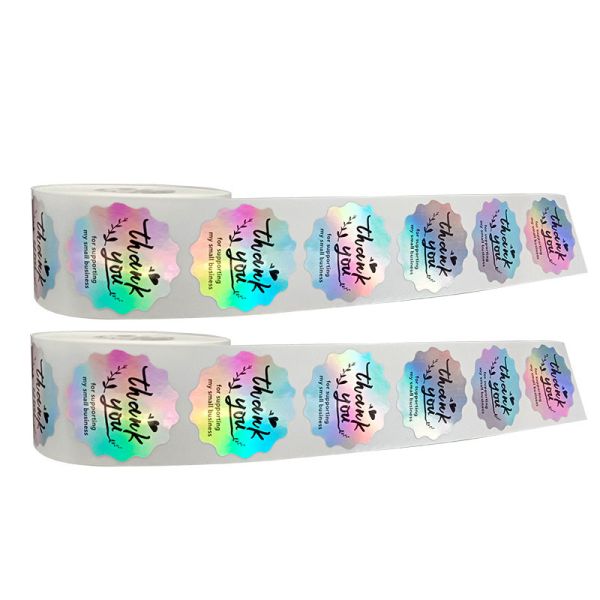 Personalized Circle Holographic Thank You Stickers Label Printing