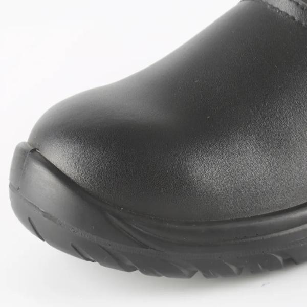Zapatos de seguridad de cuero de acción de acero impermeable a los dedos del pie Resistente al deslizamiento Zapatos negros