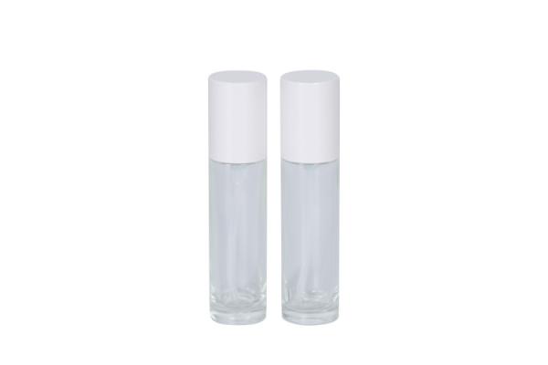 garrafa de vidro da fundação 30ml com a garrafa cosmética da essência da emulsão do curso da bomba de imprensa
