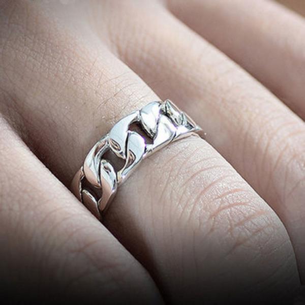Women and Men Sterling Silver Band Couple Ring (022236W)