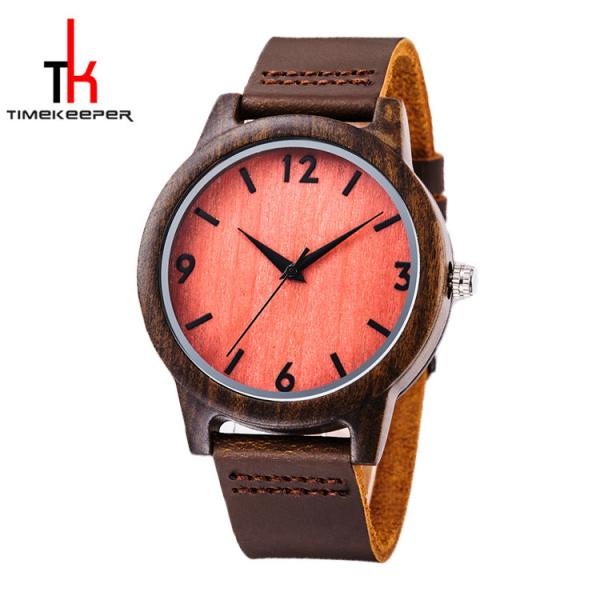 Custom Bracelet Wood And Leather Watch / Wood Face Watch Not Specified