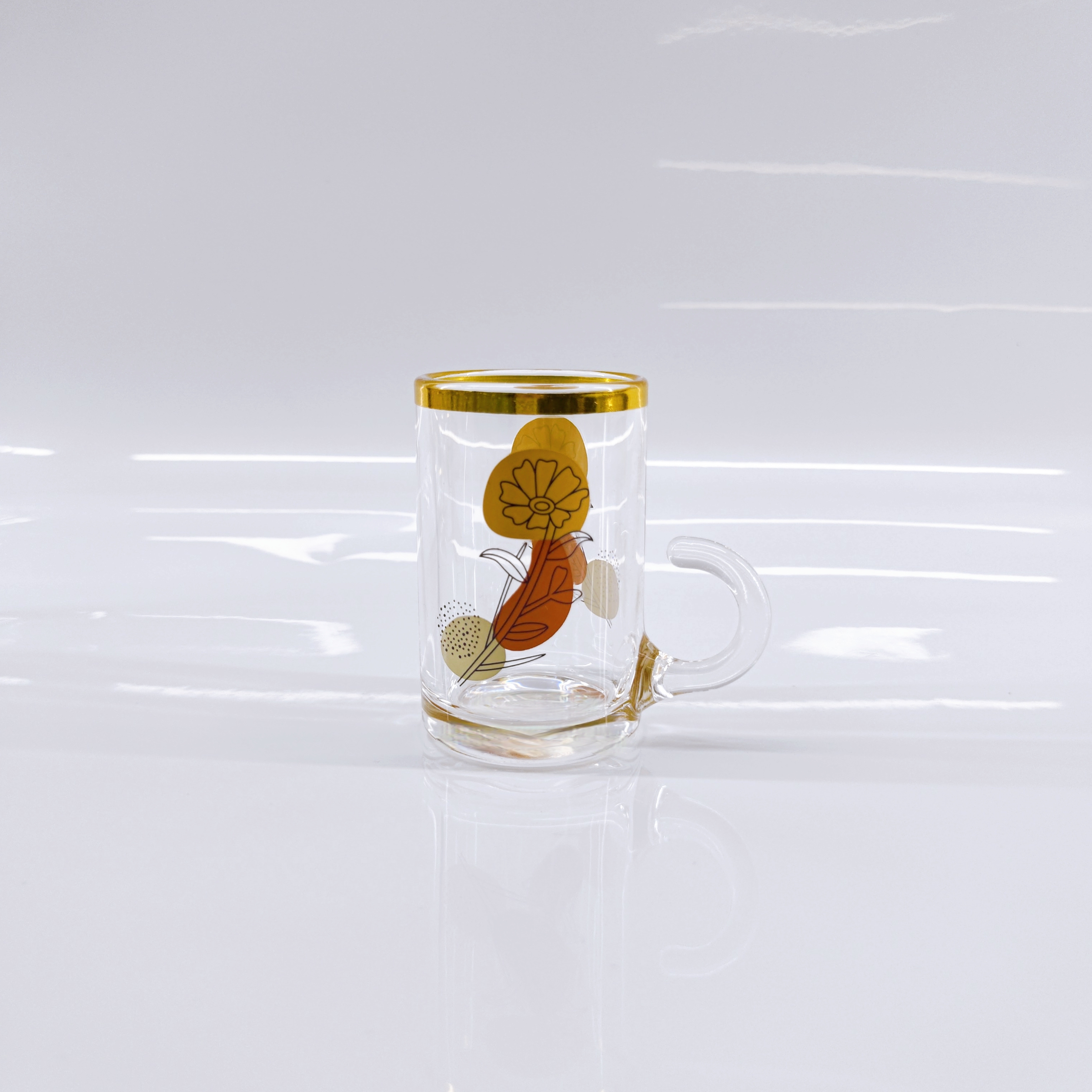 6pcs Set Transparent 90ml Glass Cup Lead free Crystal Tea Cups With Gold Rim