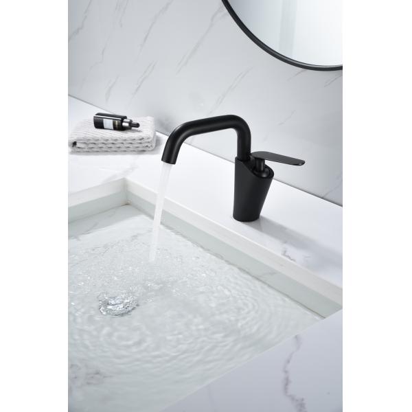 Lizhen-Hwa.Con Black Brass Bathroom Faucet with Modern Design and Hot/Cold Single Hole
