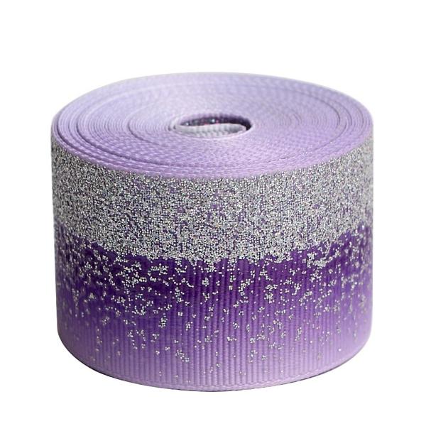 38mm Puff Sliver Gradient Glitter Grosgrain Ribbon with Heat-transfer Print