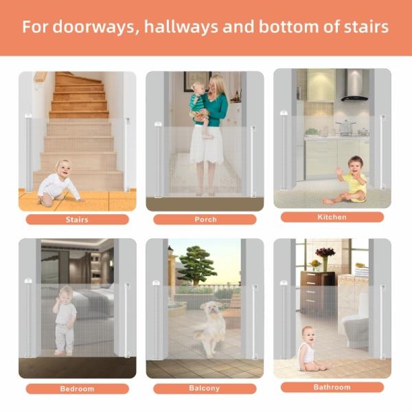 Baby Safety Gate Retractable Door Extra Wide Child Pet Safety Stairs Gate