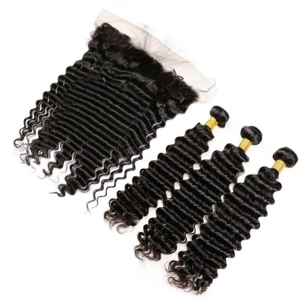 Double Layers Deep Wave Virgin Human Hair Bundles With Single Drawn Hair End