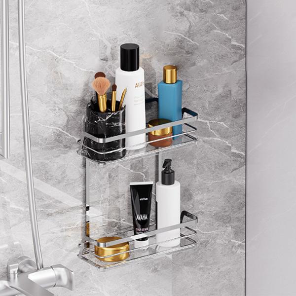 Caixa de chuveiro de aço inoxidável montada na parede Cesto de fio de ferro para armazenamento de ferro doméstico