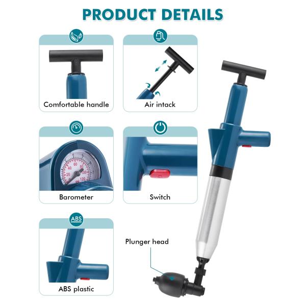 Manual Multi Function Stainless Steel Toilet Plunger for Sustainable Drain Cleaning