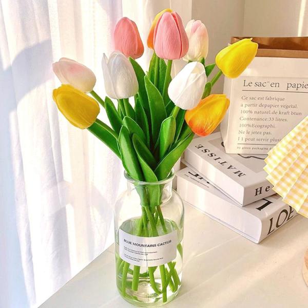 Handmade PU Tulips Custom Size Simulated Flowers for Living Room Decoration and Photography Props