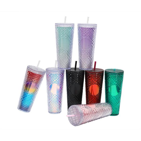 24Oz Studded Cup Tumbler With Lid And Straw Double Wall Insulated Matte
