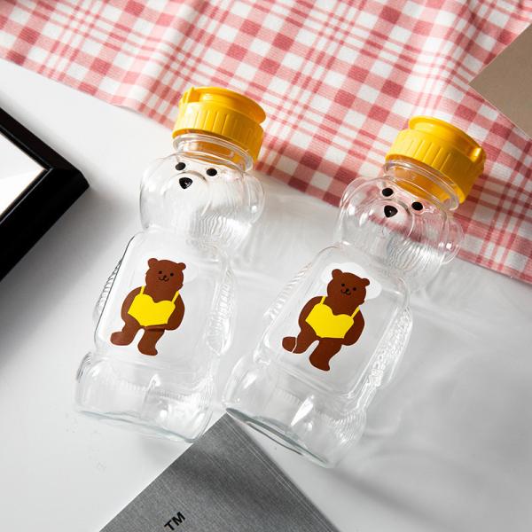 Plastic Juice Milktea Bottle with Cap Reusable Bear Shape