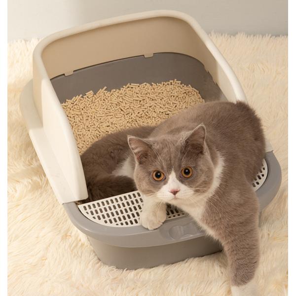 Cat Toilet Function Top Open Cat Litter Tray with Fence S 45cm*30cm*18cm Multi Colors