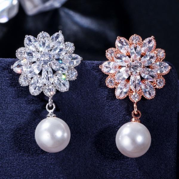 CZ earrings Brass setting zircon stud earrings hip hop bling blilng jewelry earrings necklace jewelry set