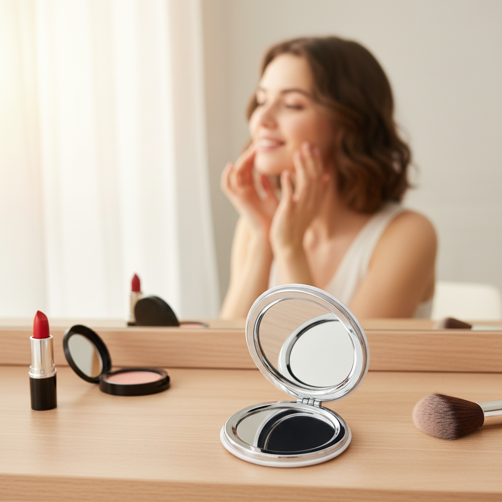 Mini Folding Acrylic Makeup Mirror Portable Double Sided Cosmetic Mirror
