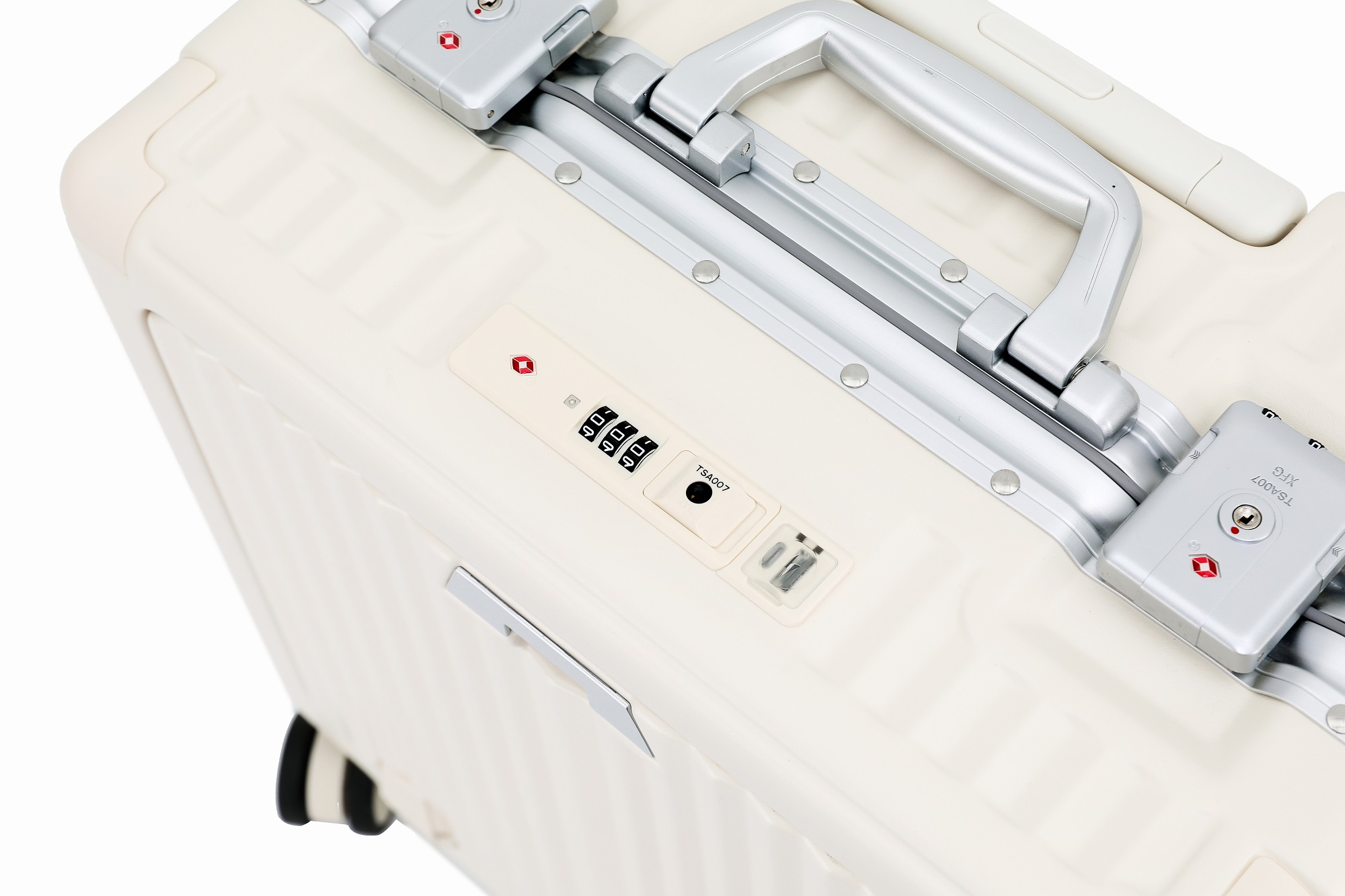 Luxury Aluminum Frame Suitcase Front Opening Zipper Travel Sentry Luggage