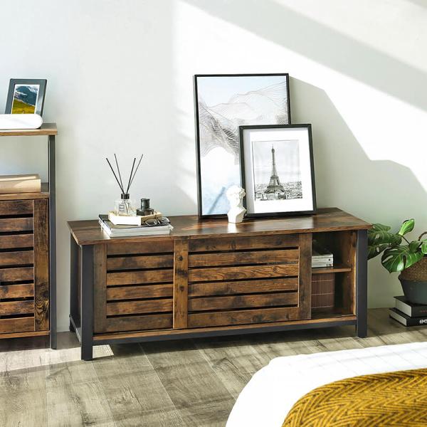 Wooden TV Cabinet with Sliding Doors, Rustic Television Cabinet, Entertainment Furniture, ULTV41BXV1