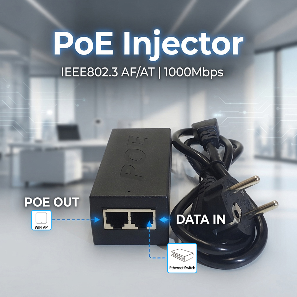 Gigabit 30W PoE Injector IEEE 802.3af/at Power over Ethernet Adapter 1 PoE Port + 1 Gigabit RJ45 LAN Port TBC-PG5102