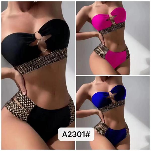 Swimming Suits Bikini Steel Backless Europe Sexy Factory Direct Supply High Waist  Miss Hard Wearing