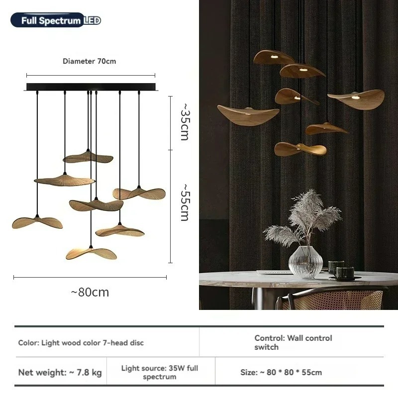Japanese Wabi-sabi Style Retro Solid Wood Staircase Chandelier(WH-NC-156)
