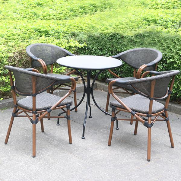 Excellent Outdoor Powder Coating Rattan Dining Chair for Restaurant Terrace Furniture