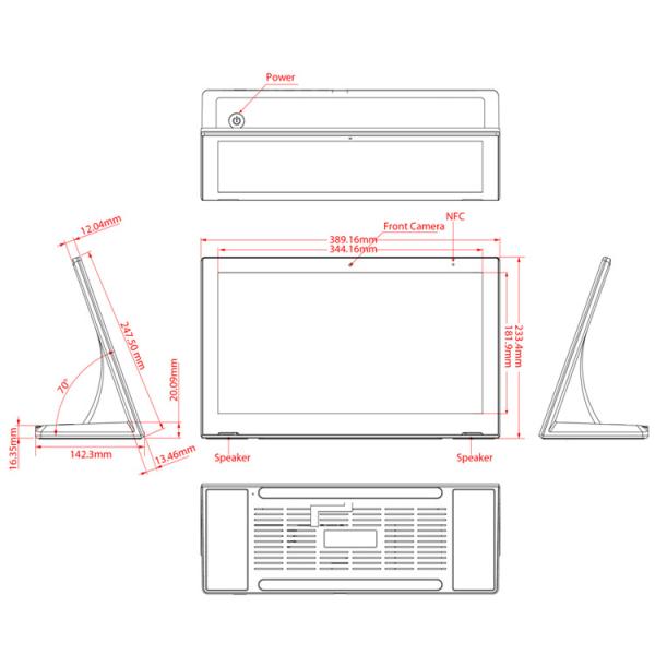 Android 8.1 15,6  1,8 GHz tout en un écran tactile PC OEM Lecteur publicitaire