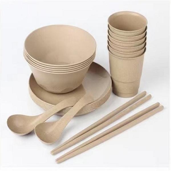 Occasion Selection Support Brown Rice Husk Bowl Cup Cutlery for Eco-Conscious Buyers