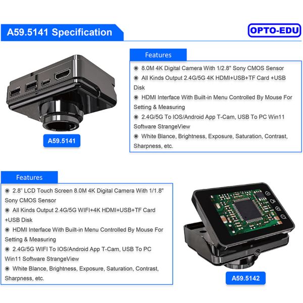 OPTO-EDU A59.5141 4K 8.0M HDMI USB Digital Camera