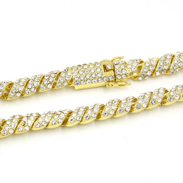 Brand New Men Women Hip Hop Rapper Necklace Gold Plated Rhinestone Iced Out Curb Cuban Chain Necklace For Women Gifts