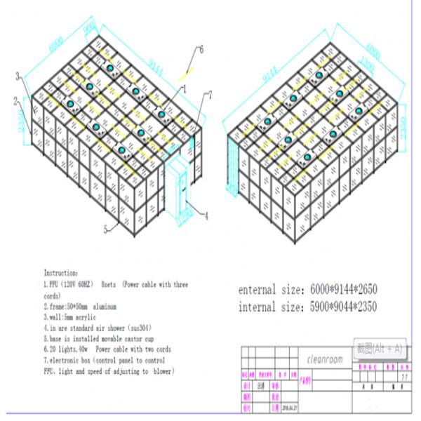 Class 10000 Modular Clean Room with SUS 304 Frame and 5mm Plexiglass Wall for Production