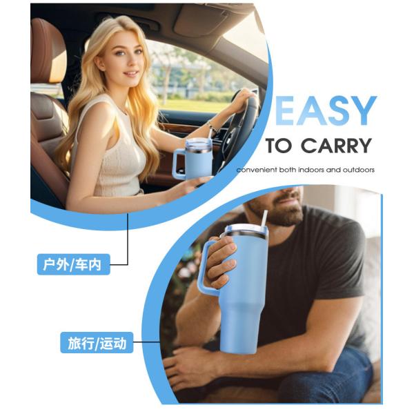 Taza de coche 40 oz mango aislado 304 acero inoxidable gran capacidad de mantenimiento de frío bebedor de hielo de refrigeración taza