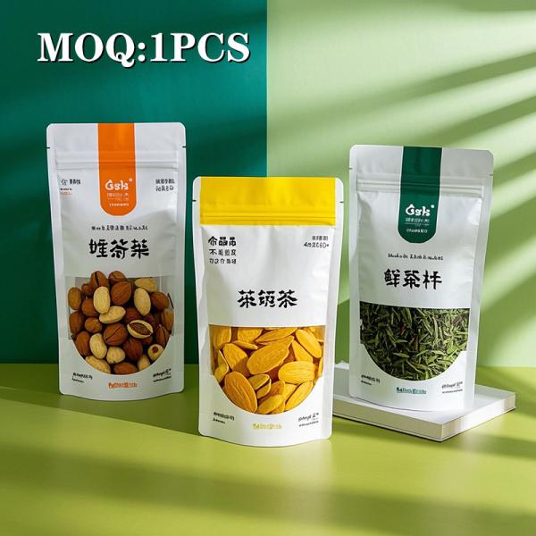 Custom Printed Tea Top Candy Stand Up Pouch Plastic Edible Resealable 3.5g 7g 14g 1oz 1lb 1kg Food Frosted Mylar Zipper Bag