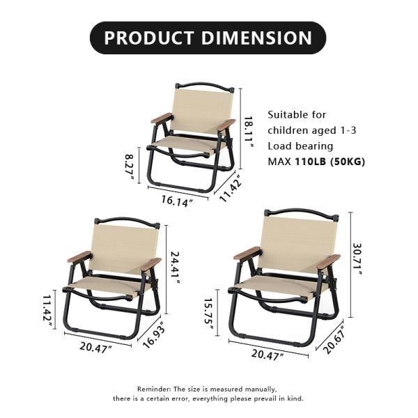 Kermit silla plegable al aire libre de 150 kg de capacidad marco de acero al carbono