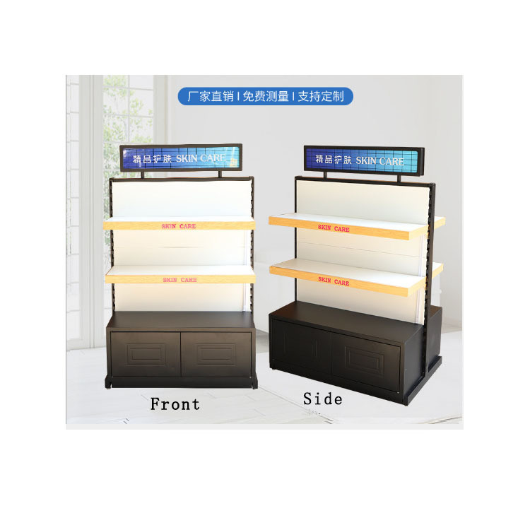 Customized Solid Wood Cabinet Showcase Shelves for Beauty Products in Retail Stores